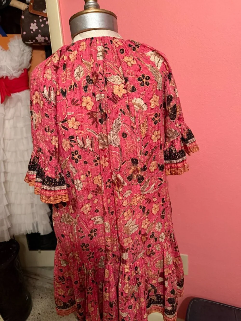 Ulla Johnson Malie Dress Hollyhock Pink Floral Printed Mini Dress Size 0